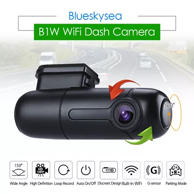 $81.74 • Buy 1080P Mini Wi-Fi Dash Camera Car DVR Video Dashcam Vehicle 360°Rotate G-sensor