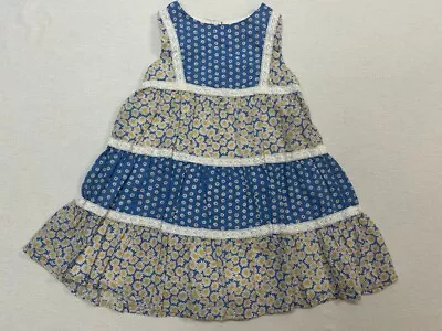 Girl's MINI BODEN Blue Sleeveless Floral Dress Sz 4-5 Yrs • $18.50