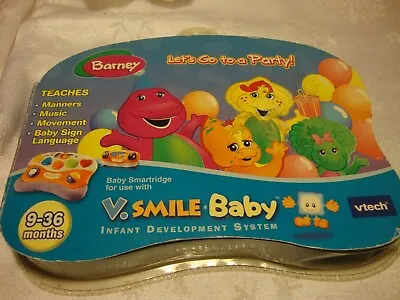 $7.99 • Buy VTech Smile Baby Learning Game System Cartridge BARNEY Lets Go To A Party     31