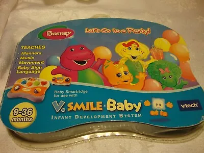 VTech Smile Baby Learning Game System Cartridge BARNEY Lets Go To A Party     31 • $7.35