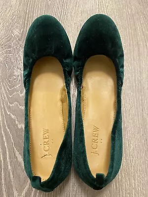 J. Crew Green Velvet Cap Toe Ballet Flat Shoes Size: 7 • $25