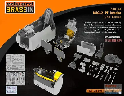 EDU648144 1:48 Eduard Brassin MiG-21PF Fishbed Interior Set (EDU Kit) • $39.64