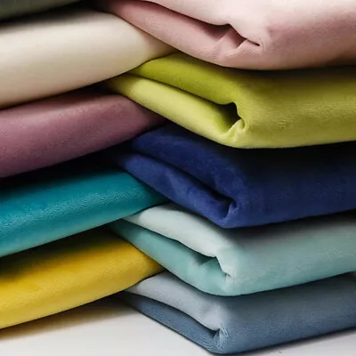 Plush Plain Velvet Upholstery Fabric Material For Cushion Pillow Curtain Dress • £0.99