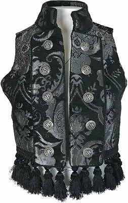 Shrine Vintage Gothic Costume Gypsy Silver Black Tapestry Matador Toreador Vest  • $79.99