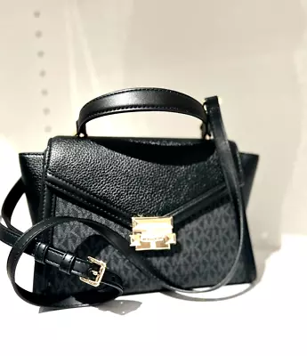 Michael Kors Whitney Medium Flap Shoulder Satchel Bag Handbag Purse - Black • $119.50