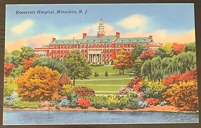 Roosevelt Hospital Metuchen New Jersey Color Linen Postcard Unused Ex • $3