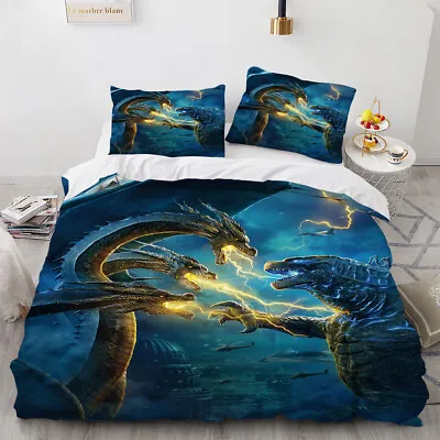 £32.65 • Buy Godzilla Duvet Cover Set Bedding Set For Child Teens Adults Bed Cover  M1