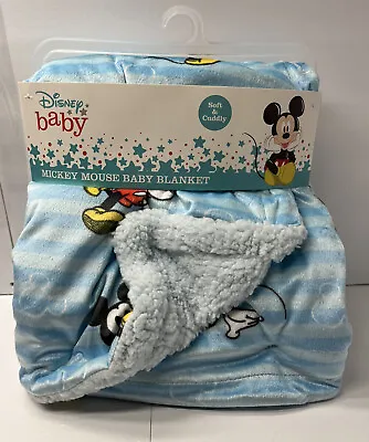 Disney Baby Mickey Mouse Blanket 40 X30  Blue Soft/Cuddly Reversible Sherpa  NWT • $15