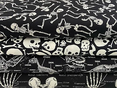 Timeless Treasures Glow In The Dark Black Cotton Fabric By 1/4M* Various Designs • £0.99