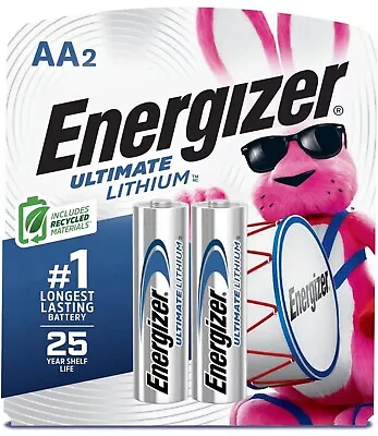 2 Energizer AA Lithium Batteries FACTORY SEALED Exp 2048 • $11.87