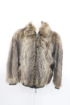 Excellent Raccoon & Leather Fur Jacket Coat Men Man Size 42 Large • $450
