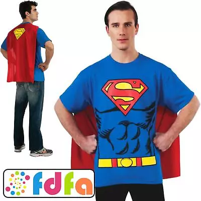 Officially Licensed Rubies Superman T-Shirt Mens Fancy Dress Costume New • £20.99