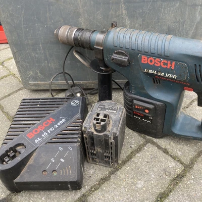 £40 • Buy Bosch SDS Rotary Hammer Drill GBH 24 VFR 2 Batteries Charger AL 15 FC 2498 24v
