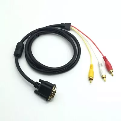 VGA Male Plug 15 Pin To 3 RCA Cable AV Adapter Connector For TV PC Laptop 5FT • $9.99