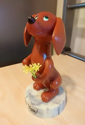 Vintage 1971 R. Dakin & Co. Plastic Standing Dachshund Dog Figurine  I Wuv You  • $25.99