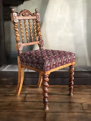 Charming Victorian  Rustic Burr Walnut Barley Twist Ocassional Hall Chair 💕👌 • £249