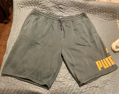 💫🌌✴️NEW Puma BIG LOGO Fleece Shorts Green Men's Size XXL🔥🌠 • $3.33