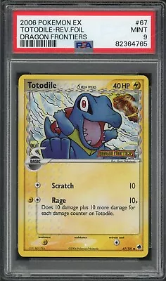 Pokemon PSA 9 Mint EX Dragon Frontiers Reverse Holo Totodile 67/101 (MD) • $44.99