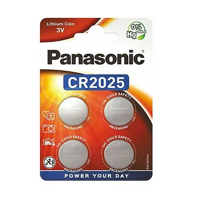 4 X Panasonic CR2025 Lithium Coin Cell 3V Battery Car Key Fobs Toys Batteries • £3.49