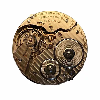 1927 Hamilton 21J Adj. 5P  992 Railroad Grade Antique Pocket Watch Mvt 16s Runs • $149