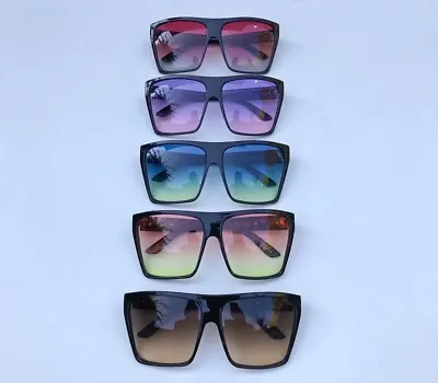 Mens XXL New Big Square Flat Top Ombre Lens Large Cool Hipster Sunglasses 8818 • $8.60