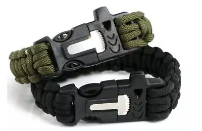 Paracord Bracelet Survival Gear Fire Starter Kit Emergency Knife And Whistle • $8.40