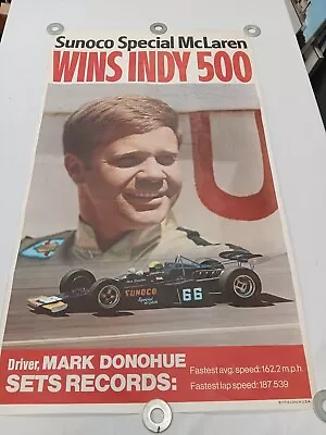 1972 Mark Donohoe Sunoco Special McLaren Wins Indy 500 Poster • $150