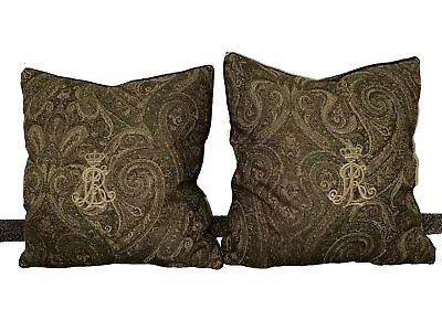 VINTAGE Ralph Lauren Grn Rich Paisley Couch Pillows(2) 22x24 Early 21st Century • $150