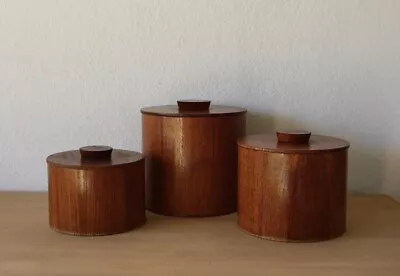 Mid Century Modern 1960's Stackable Japanese Teak Canisters • $170