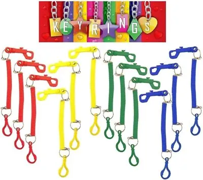 1 X Retractable Spiral Clip On Ring Stretchy Elastic Coil Spring Key Chain • £1.99