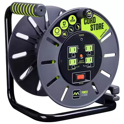 Electrical Cord Extension Storage Reel With 4 Outlets 3 Ft Integrated Cord Guide • $31.95