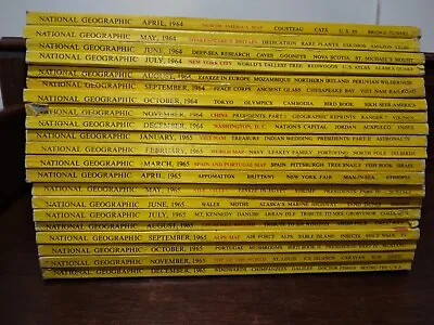 Vintage National Geographic Magazine April 1964-December 1965 21 TotalW/ Inserts • $24.99