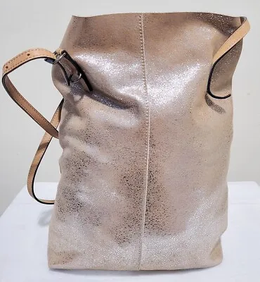 Miss Albright Anthropologie Gold Metallic Glitter Leather Tote Bag • $49.99