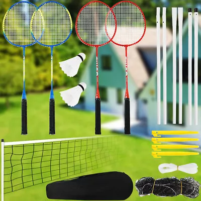 Outdoor Portable Complete Volleyball Badminton Set W/Net 4 Rackets  & 2 Balls • $28.74