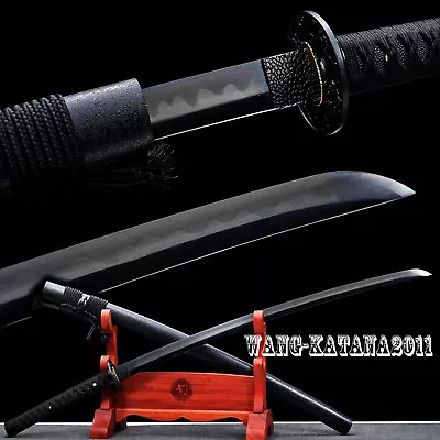 All Black T10 High Carbon Steel Katana Battle Ready Japanese Samurai Sharp Sword • $122
