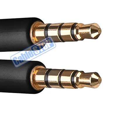 Short 50cm Slim 4 Pin 3.5mm Headphone Aux Audio Mic 4 Pole Stereo Phone Cable • £2.95