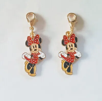 Disney 2 X Minnie Mouse Clip Charms For Purse Bag Zip Birthday Gift W/Gift Bag  • £3.75