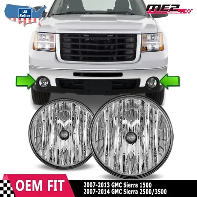 Clear Bumper For 2007-2014 GMC Sierra 1500 2500 3500 Fog Lights Front Lamp PAIR • $32.99