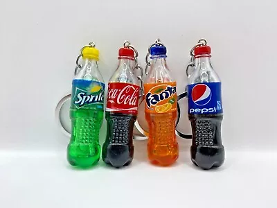 Mini Fizzy Drink Bottles Keyring Coke Pepsi Fanta Sprite Soda Pop Key Chain • £3.99