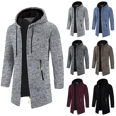 Plus Size Long Coats For Men Male Winter Fashion Sweater Jacket Long Sleeve • $45.33