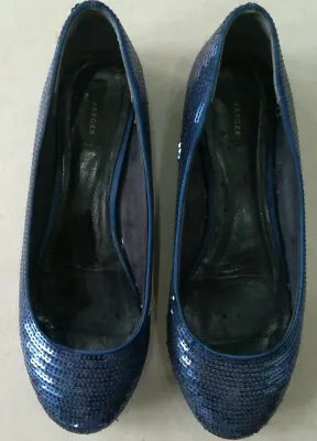 Sequined Blue JAEGER Flat Shoes - Size 7 (40) • £15