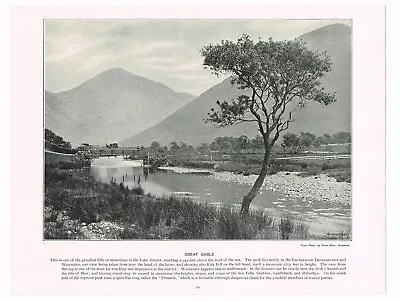 Great Gable Lake District Antique Picture Print 1900 SAS#471 • £3.99