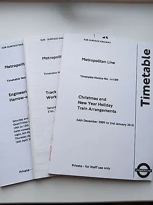 3x (2004-2010) Metropolitan Line London Underground Timetable London Transport  • £14.99