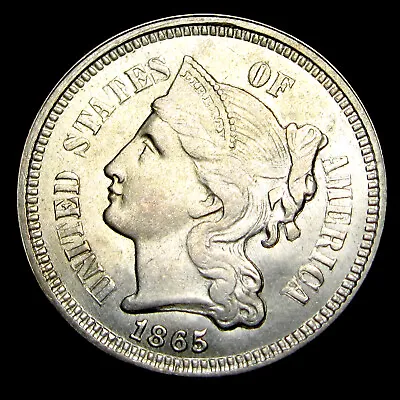 $215 • Buy 1865 Copper Nickel Three Cent Piece  ----  Gem BU++ Condition Coin ----  #EU095