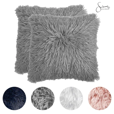 £8.99 • Buy Sienna Set Of 2 X Faux Mongolian Fur Cushion Covers Soft Fluffy Mohair 18  X 18