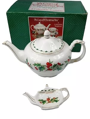  A Cup Of Christmas Tea  Fine Porcelain Teapot. Ct100 1982 Tom Hegg • $49.50