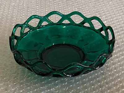 MURANO Green Lace Reticulated Edge (Scalloped Sided) Glass Ring/Trinket Dish • $12