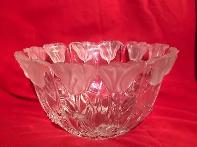 Vintage Polish Crystal Bowl With Frosted Tulips  95 In. Easter  Orangemen • $40