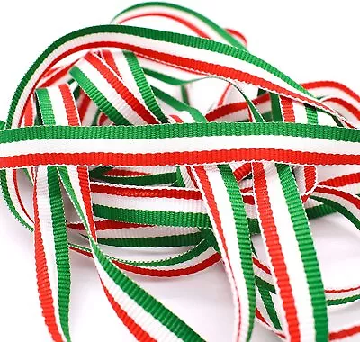 £0.99 • Buy 1 Metre 10mm (3/8 )  Wide ITALIAN IRISH FLAG STRIPE DOUBLE SIDED WOVEN RIBBON