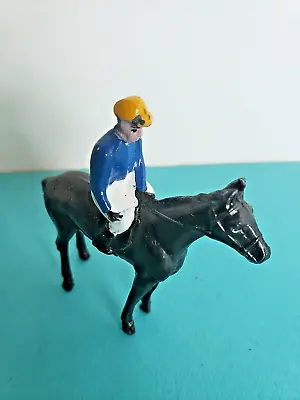 Vintage Cold Painted Bronze Miniature Jockey On His Horse Figurine • $25